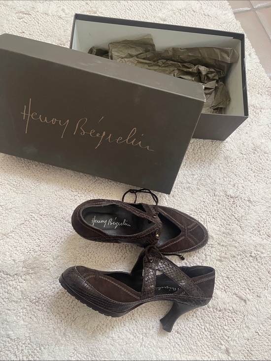 Henry Beguelin Shoes - Henry Beguelin Brown Suede Lace-Up Heels